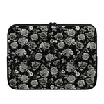 Monochrome Rose Floral Pattern Print Laptop Sleeve