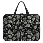 Monochrome Rose Floral Pattern Print Laptop Sleeve With Handle