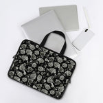 Monochrome Rose Floral Pattern Print Laptop Sleeve With Handle