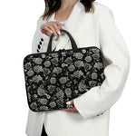 Monochrome Rose Floral Pattern Print Laptop Sleeve With Handle