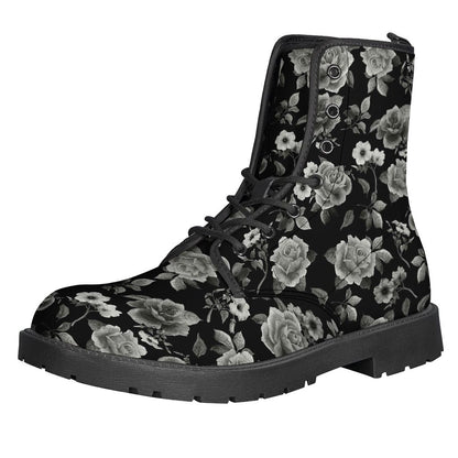 Monochrome Rose Floral Pattern Print Backpack