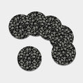 Monochrome Rose Floral Pattern Print Leather Coaster Set