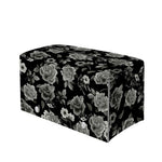 Monochrome Rose Floral Pattern Print Leather Tissue Box Cover
