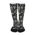 Monochrome Rose Floral Pattern Print Long Socks