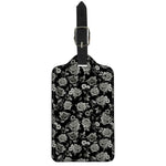 Monochrome Rose Floral Pattern Print Luggage Tag