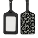 Monochrome Rose Floral Pattern Print Luggage Tag