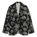Monochrome Rose Floral Pattern Print Men's Blazer