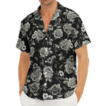 Monochrome Rose Floral Pattern Print Men's Deep V-Neck Shirt