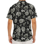 Monochrome Rose Floral Pattern Print Men's Deep V-Neck Shirt