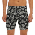 Monochrome Rose Floral Pattern Print Men's Long Boxer Briefs