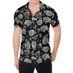 Monochrome Rose Floral Pattern Print Men's Shirt