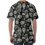 Monochrome Rose Floral Pattern Print Men's Velvet T-Shirt