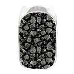 Monochrome Rose Floral Pattern Print Mesh Laundry Hamper