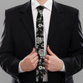 Monochrome Rose Floral Pattern Print Necktie