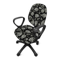 Monochrome Rose Floral Pattern Print Office Chair Cover