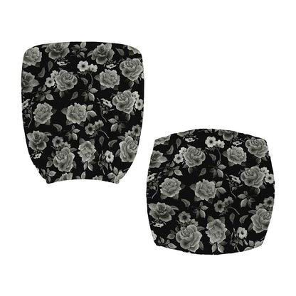 Monochrome Rose Floral Pattern Print Office Chair Cover