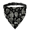 Monochrome Rose Floral Pattern Print Over The Collar Dog Bandana