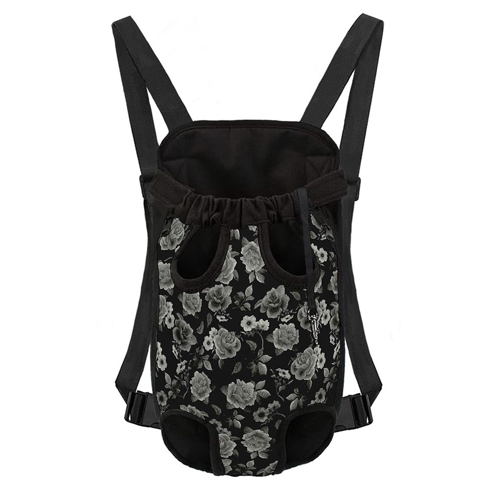 Monochrome Rose Floral Pattern Print Pet Carrier Backpack