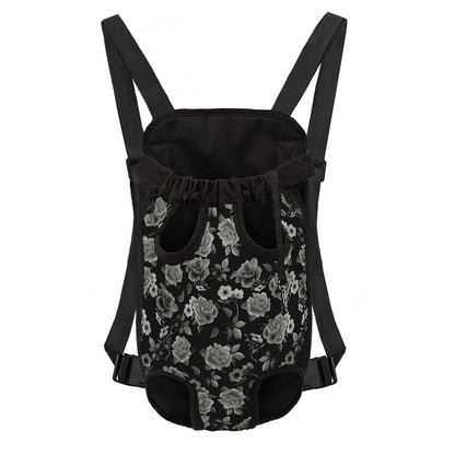 Monochrome Rose Floral Pattern Print Pet Carrier Backpack