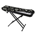 Monochrome Rose Floral Pattern Print Piano Keyboard Cover