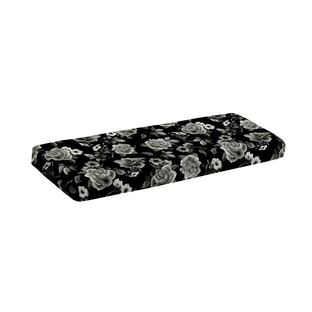 Monochrome Rose Floral Pattern Print Piano Keyboard Cover