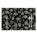 Monochrome Rose Floral Pattern Print Placemat