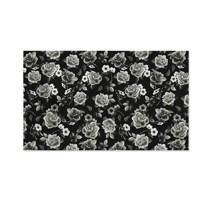 Monochrome Rose Floral Pattern Print Polyester Flag