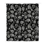 Monochrome Rose Floral Pattern Print Polyester Shower Curtain