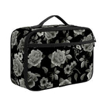 Monochrome Rose Floral Pattern Print Portable Lunch Bag