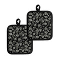 Monochrome Rose Floral Pattern Print Pot Holders