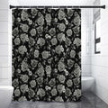 Monochrome Rose Floral Pattern Print Premium Shower Curtain