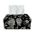 Monochrome Rose Floral Pattern Print Rectangle Tissue Box Cover