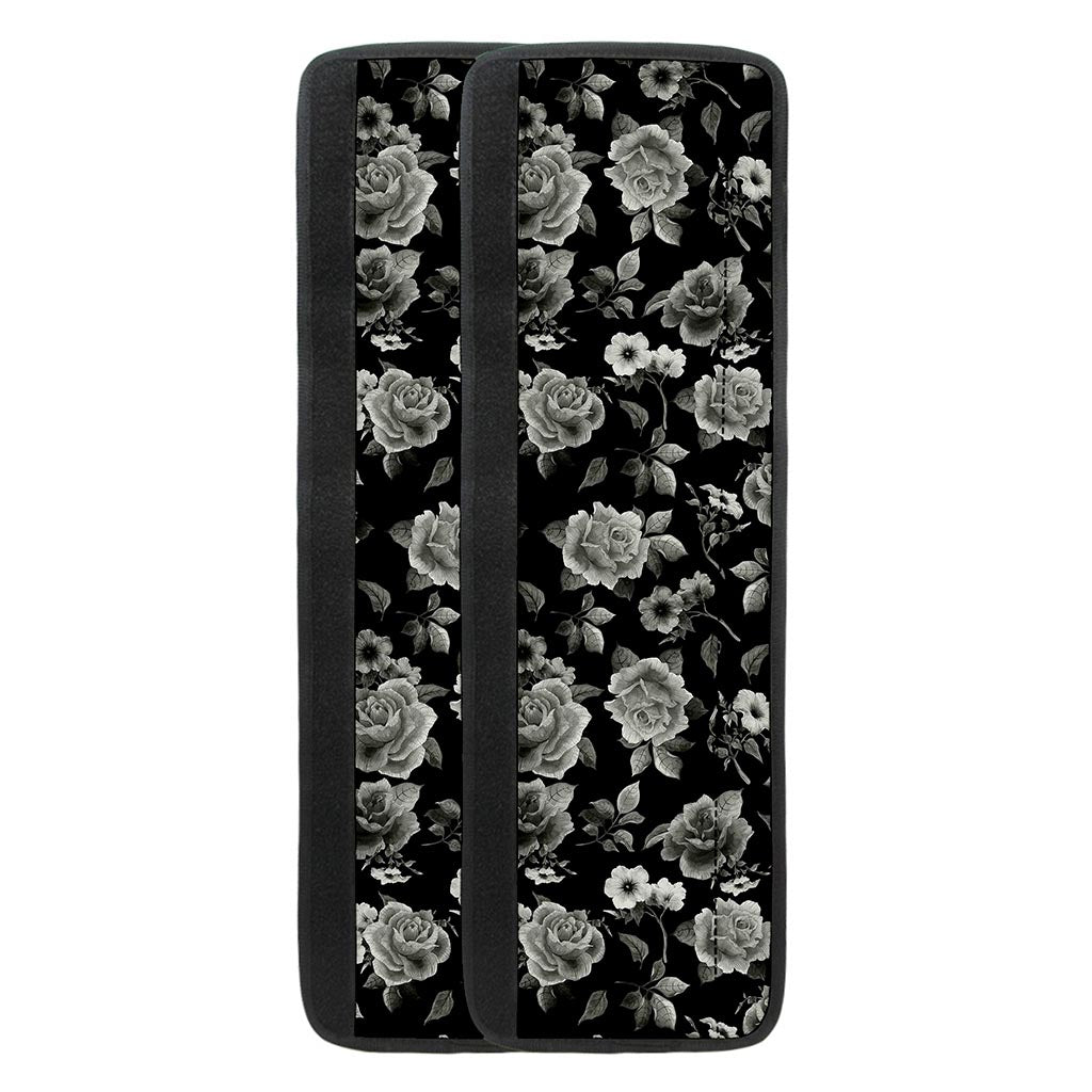 Monochrome Rose Floral Pattern Print Refrigerator Handle Covers