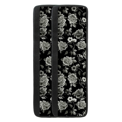 Monochrome Rose Floral Pattern Print Refrigerator Handle Covers