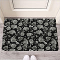 Monochrome Rose Floral Pattern Print Rubber Doormat