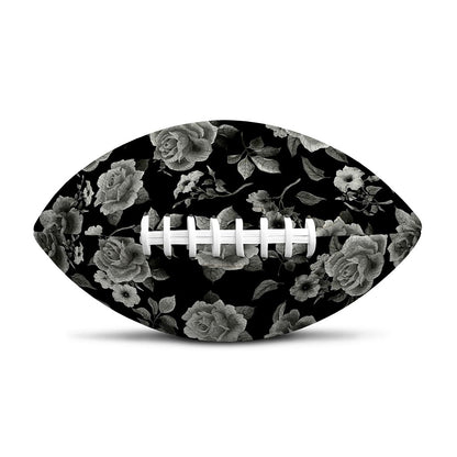 Monochrome Rose Floral Pattern Print Rugby Ball
