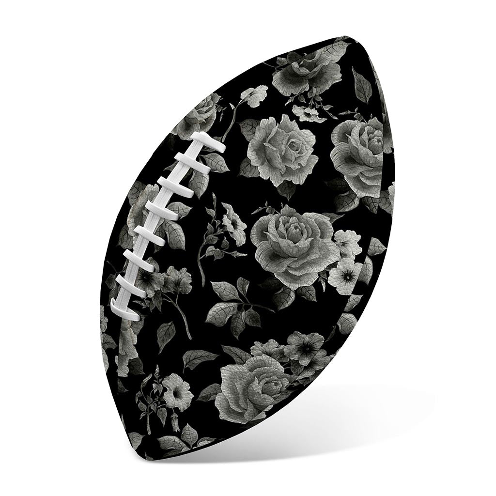 Monochrome Rose Floral Pattern Print Rugby Ball