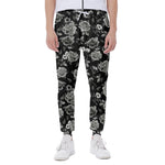 Monochrome Rose Floral Pattern Print Scuba Joggers