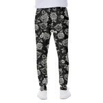 Monochrome Rose Floral Pattern Print Scuba Joggers