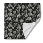 Monochrome Rose Floral Pattern Print Silk Bandana