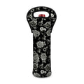 Monochrome Rose Floral Pattern Print Single Neoprene Wine Tote