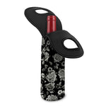Monochrome Rose Floral Pattern Print Single Neoprene Wine Tote