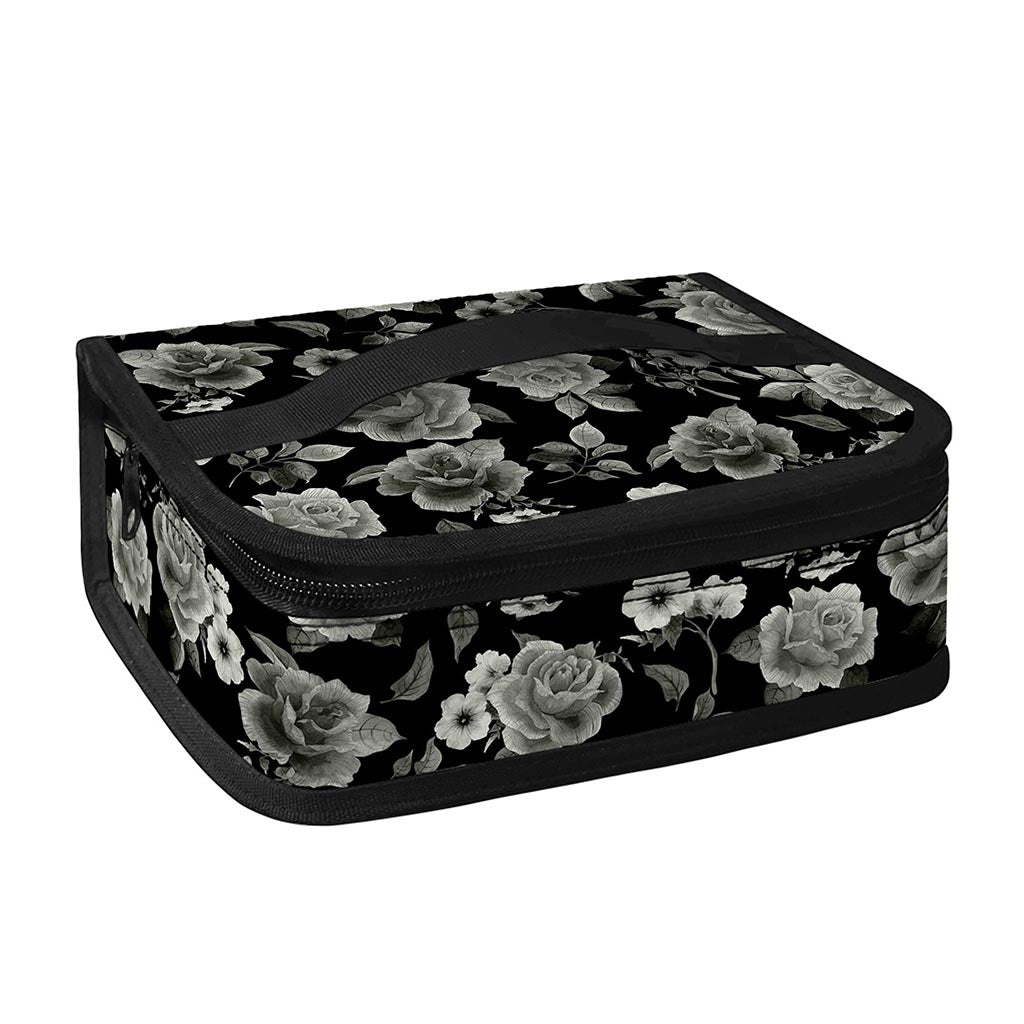 Monochrome Rose Floral Pattern Print Small Lunch Bag