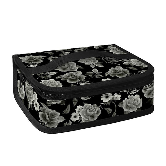 Monochrome Rose Floral Pattern Print Small Lunch Bag