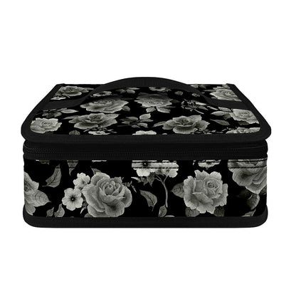 Monochrome Rose Floral Pattern Print Small Lunch Bag