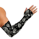 Monochrome Rose Floral Pattern Print Sun Protection Arm Sleeves