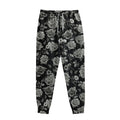 Monochrome Rose Floral Pattern Print Sweatpants