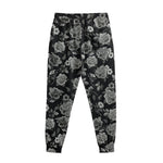 Monochrome Rose Floral Pattern Print Sweatpants