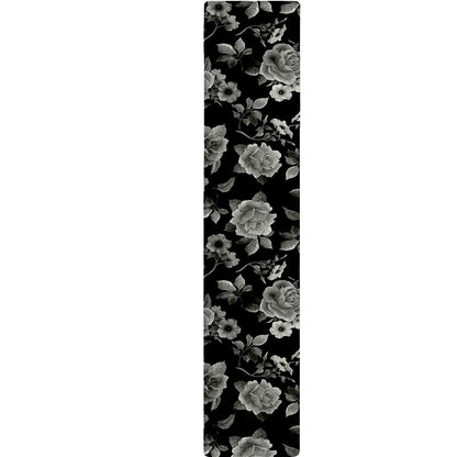 Monochrome Rose Floral Pattern Print Table Runner