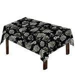Monochrome Rose Floral Pattern Print Tablecloth